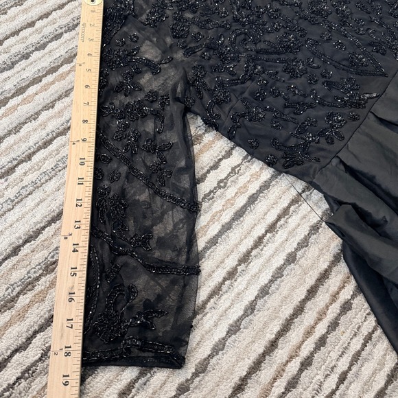 Pisarro Nights Beaded Black Gown Maxi Dress Womens 18 Taffeta Mother of Bride - Picture 10 of 14